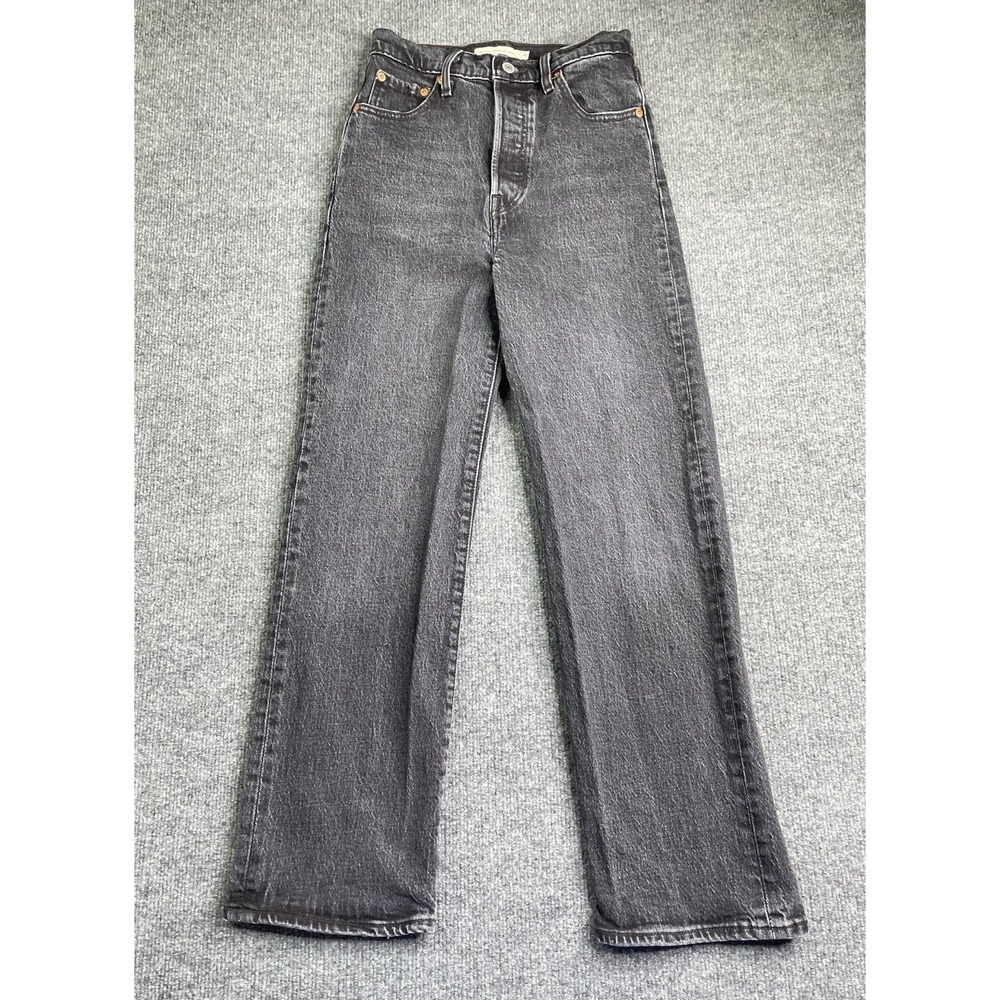 Levis Jeans Women's 26 Black High Rise Denim Ribcage Straight Ankle
